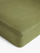 John Lewis Washed Linen Super King Deep Fitted Bed Sheet 180x200cm - Avocado