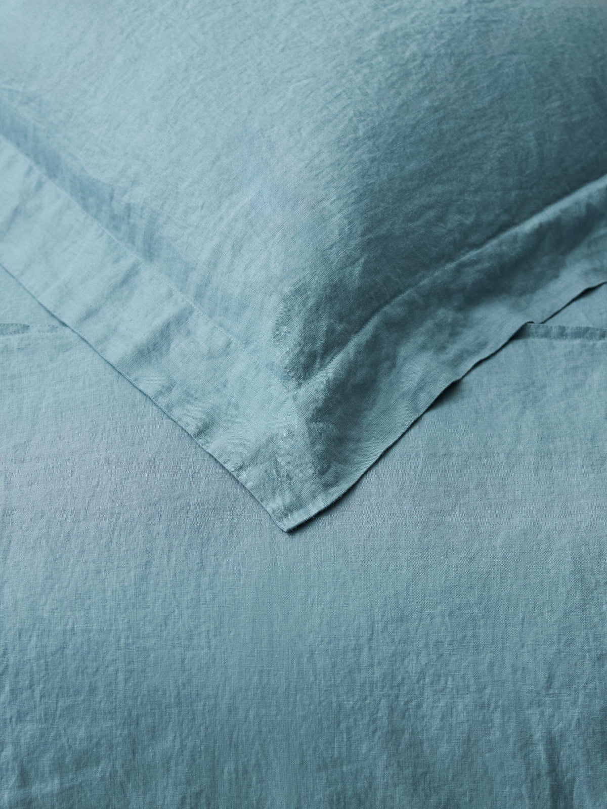 John Lewis Washed Linen Breathable Duvet Cover - Double Size - Nordic Blue