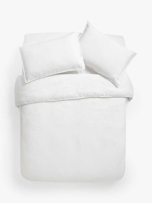John Lewis Non Reversible Washed Linen Double Duvet Cover - Oyster White