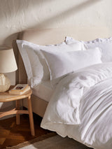 John Lewis Non Reversible Washed Linen Double Duvet Cover - Oyster White