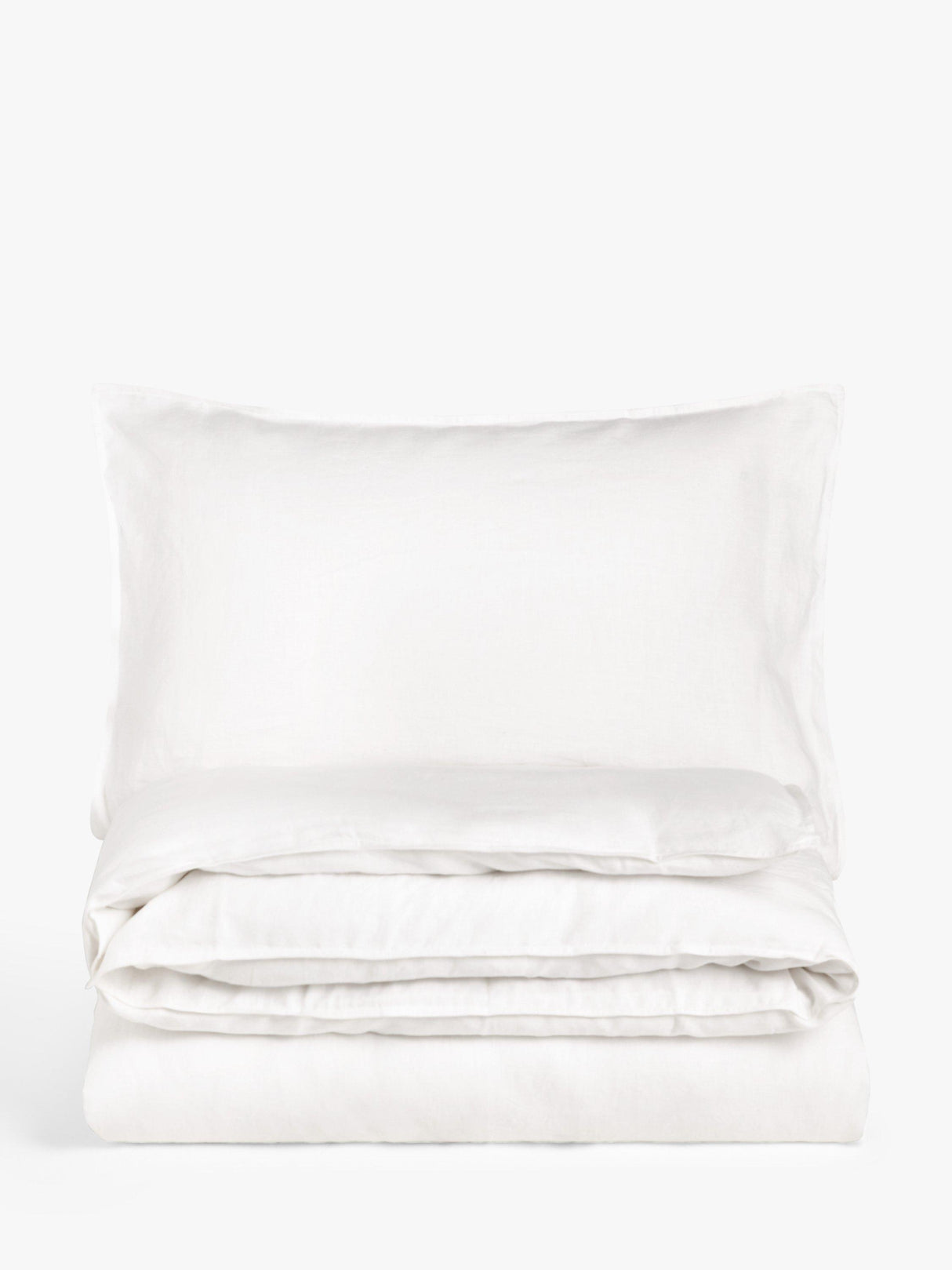 John Lewis Non Reversible Washed Linen Double Duvet Cover - Oyster White