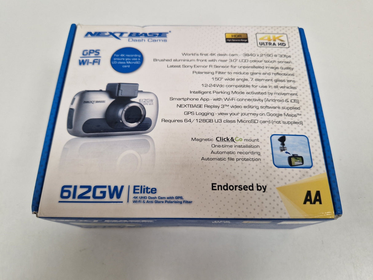 Nextbase 612GW Elite 4K UHD Dash Cam GPS Wi-Fi HDR 3in Touchscreen - Grey
