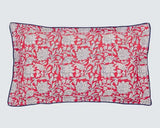 Land & Shore Rowallane Leaf Red/Blue Cotton Duvet Cover Set - Super King