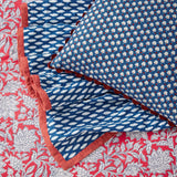 Land & Shore Rowallane Leaf Red/Blue Cotton Duvet Cover Set - Super King