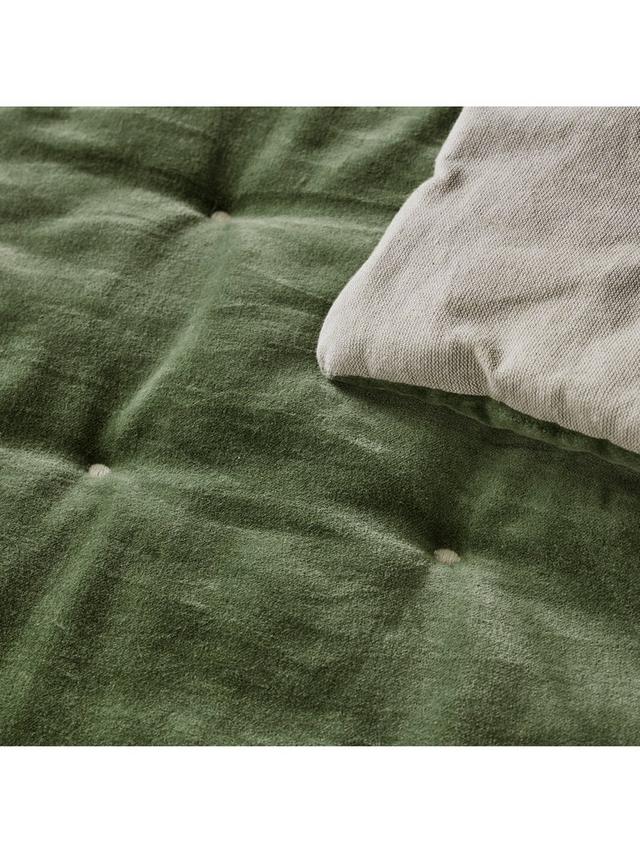 Christy Jaipur Bedspread Throw Velvet 100% Cotton 140 cm x 200 cm - Olive
