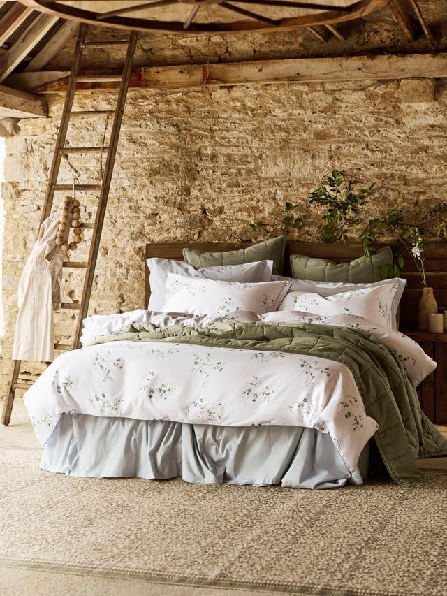Christy Forget-Me-Not King Duvet Cover Set Cotton Sateen Floral 200TC - Blue