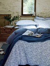 Christy Ditsy Gingham Woodland Cotton Duvet Cover Set - Blue - Super King