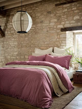 Christy Gingham Ruffle Cotton Duvet Cover Bedding Set - Red - King Size