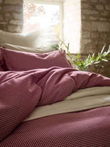 Christy Gingham Ruffle Cotton Duvet Cover Bedding Set - Red - King Size