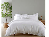 Christy Organic Retreat Ruffle 200TC Super King Cotton Duvet Set - White