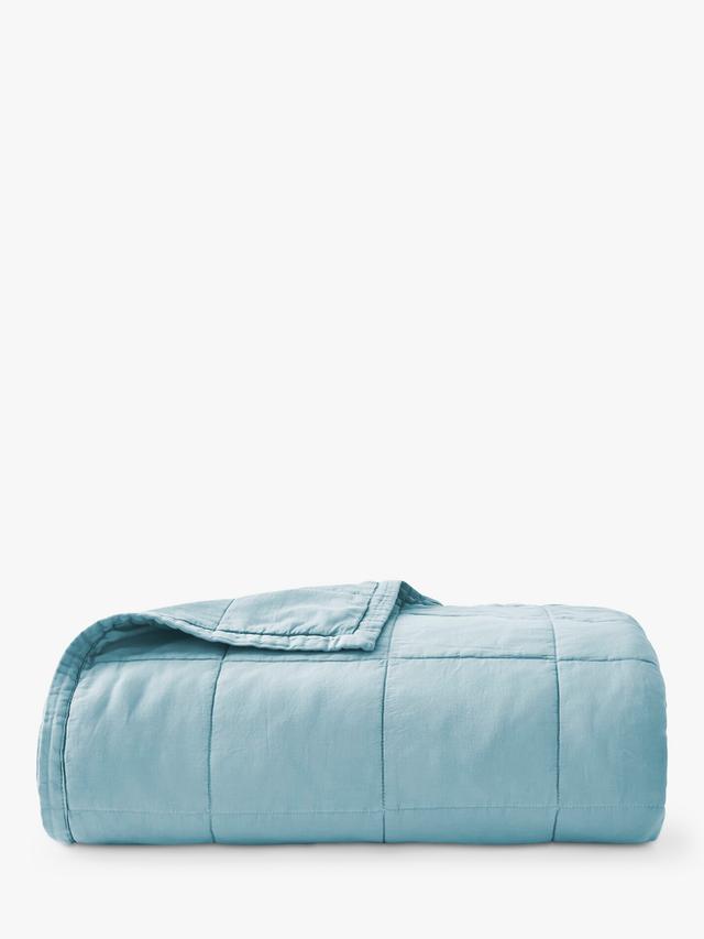 Christy Laundered Cotton Quilted Throw & Cushion Set 200 x 220cm Chalk Blue