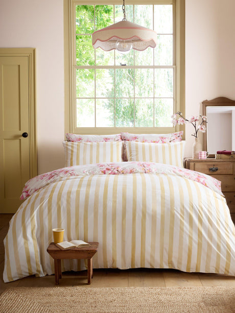 bluebellgray Cherry Blossom Cotton Duvet Cover Set - Multi/Pink - Super King