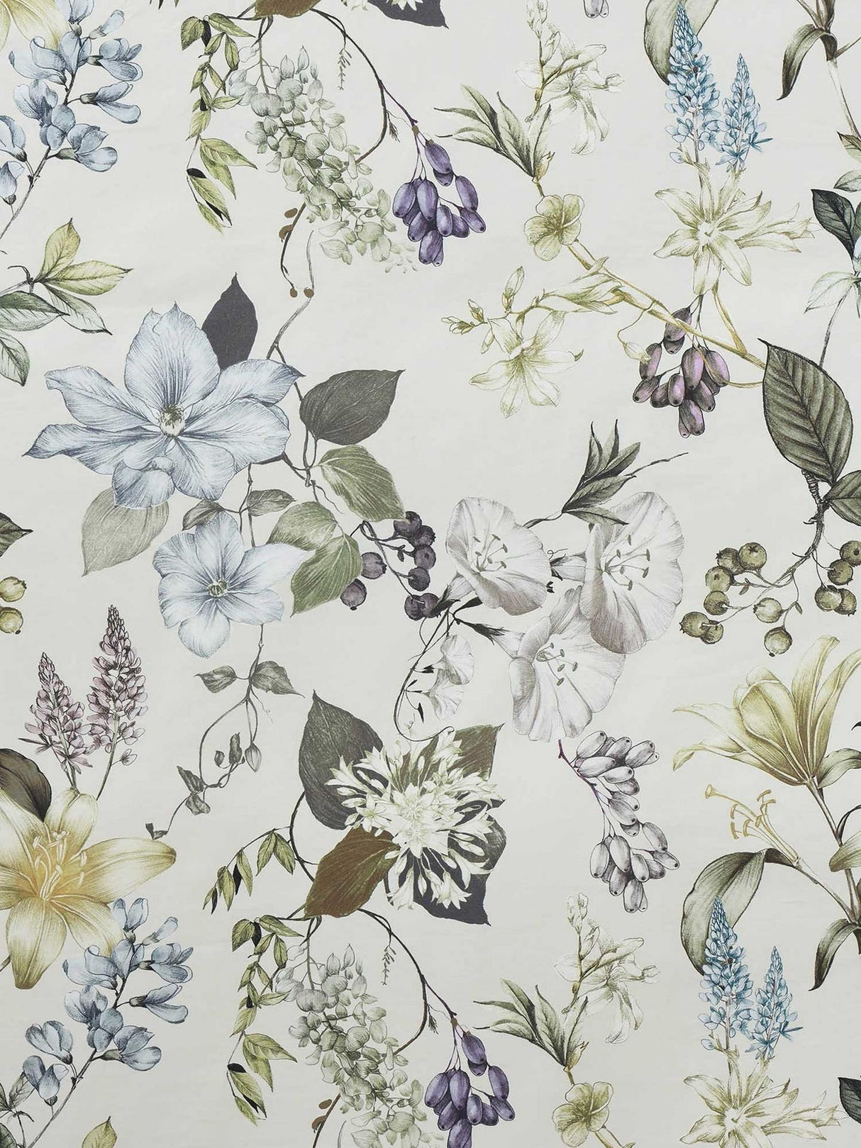 MM Linen Sanctuary Floral Cotton Duvet Cover Set - Green/Ivory - Super King