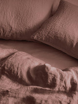 Bedfolk 100% Linen Plain Unlined Double Duvet Cover - 200 x 200cm - Rust