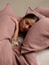 Bedfolk 100% Linen Plain Unlined Double Duvet Cover - 200 x 200cm - Rust