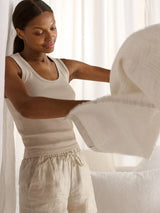 Bedfolk Crinkle-Textured And Mellow Linen & Cotton Throw 250 x 175cm - Clay