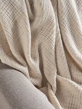 Bedfolk Dream Luxurious Soft Cotton Speckled Throw - Natural - 250 x 175 cm