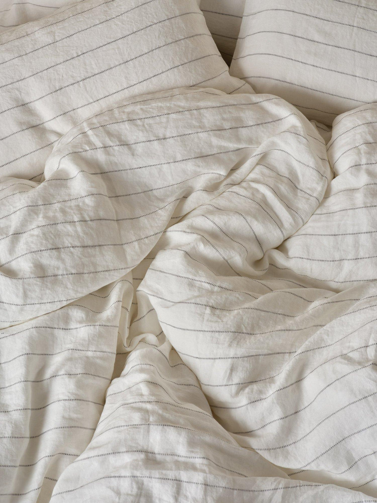 Bedfolk 100% Linen Stripe Super King Duvet Cover - 260 x 220cm - White/Grey