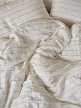 Bedfolk 100% Linen Stripe Super King Duvet Cover - 260 x 220cm - White/Grey