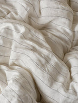 Bedfolk 100% Linen Stripe Super King Duvet Cover - 260 x 220cm - White/Grey