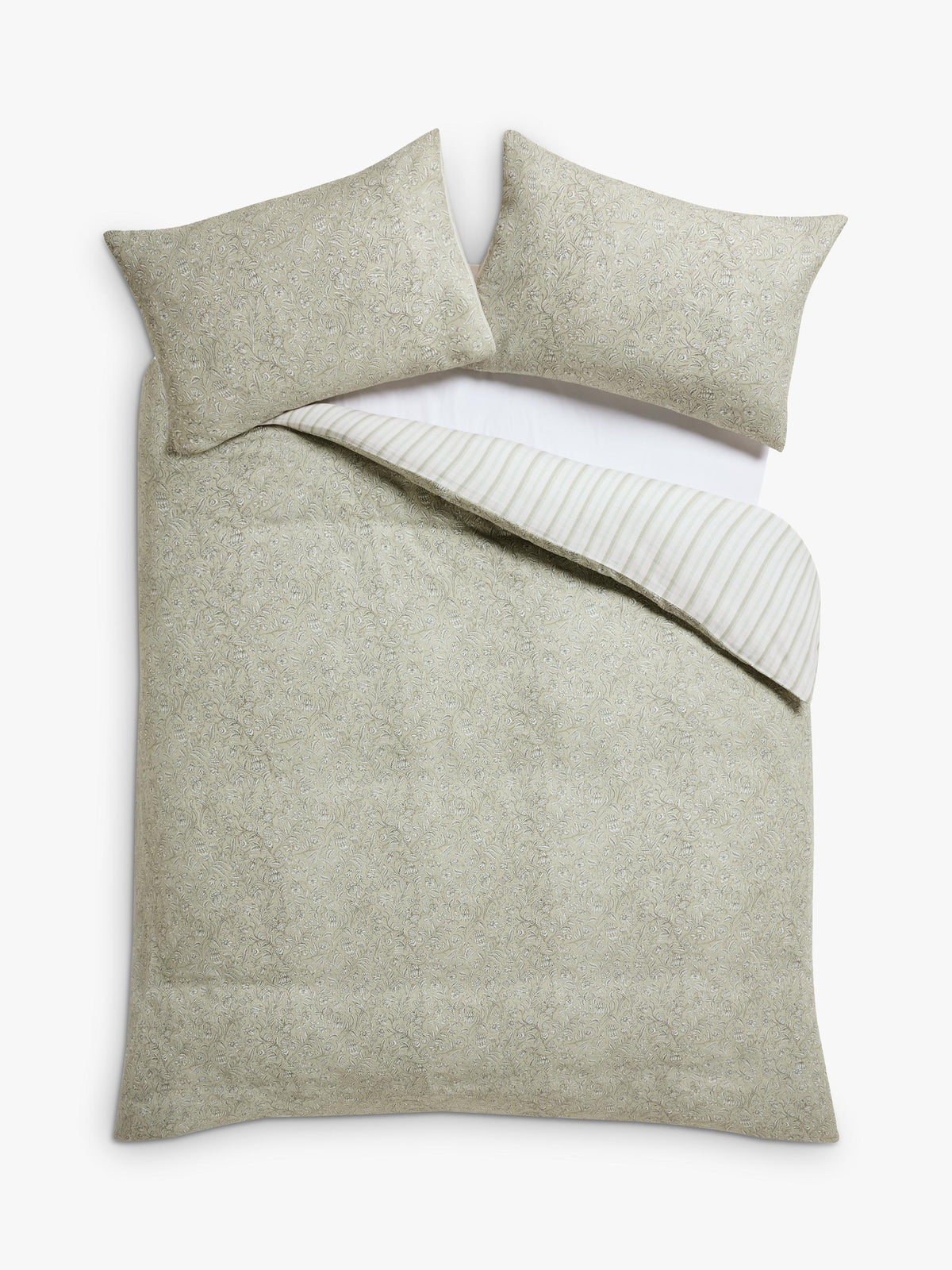 Laura Ashley Elmdon Reversible Duvet Cover Set - Super King 260 x 220cm Sage