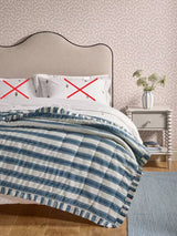 John Lewis x Sanderson Pinetum Quilted Frilled Bedspread 200 x 220cm - Blue