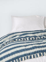 John Lewis x Sanderson Pinetum Quilted Frilled Bedspread 200 x 220cm - Blue