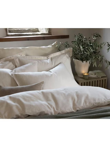 Christy Flannel Marl Brushed Cotton Super King Plain Duvet Cover Set - Oat