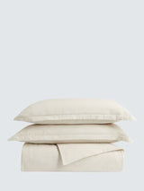 Christy Flannel Marl Brushed Cotton Super King Plain Duvet Cover Set - Oat