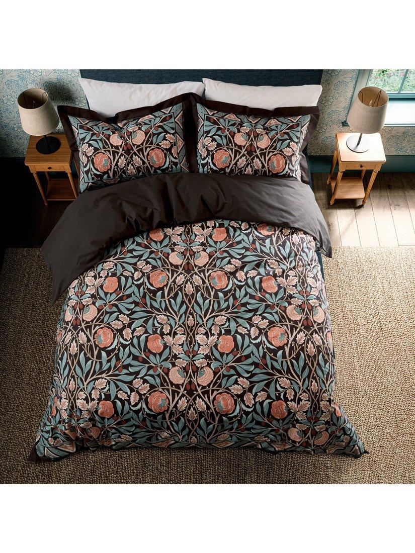 Morris & Co. Olive and Rose Floral Cotton Duvet Cover Set - Multi - King