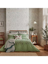 Morris & Co. Brophy Floral Embroidery Cotton Double Duvet Cover Set - Green