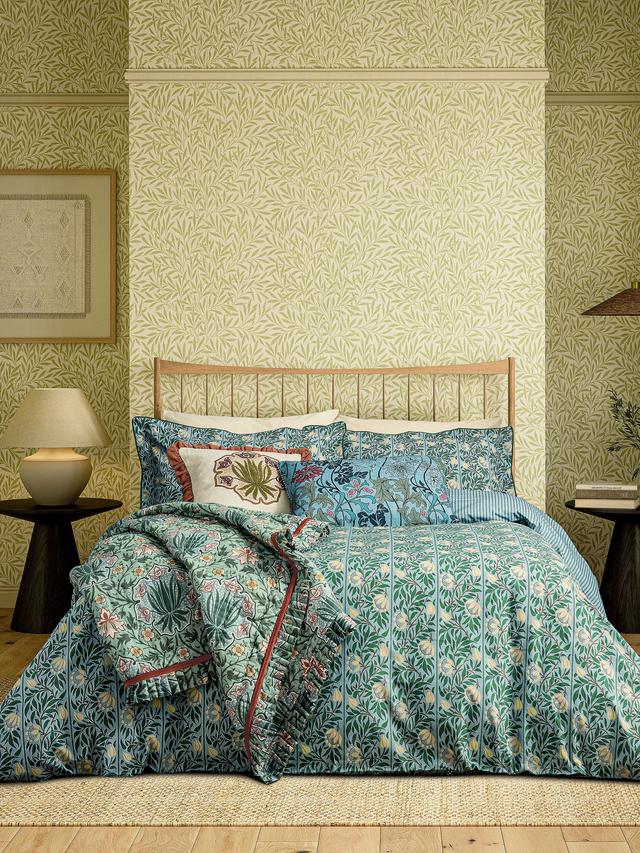 Morris & Co Peony Trellis 200TC Cotton Duvet Cover Set King Size - Multi