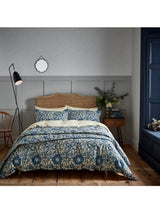 Morris & Co Pink and Rose 220TC Cotton Floral King Duvet Cover Set - Blue
