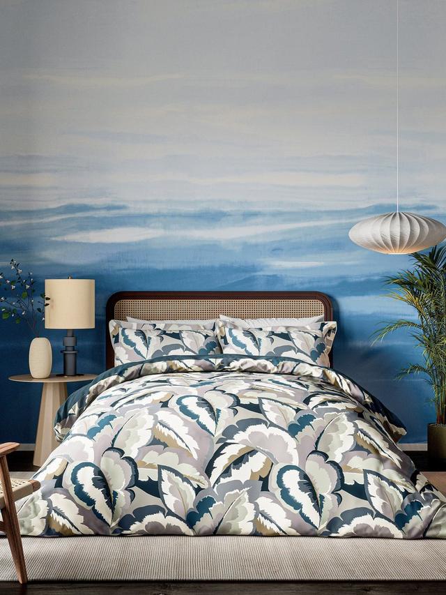 Harlequin Calathea Cotton Sateen Duvet/Pillow Case - Double Set - Cornflower