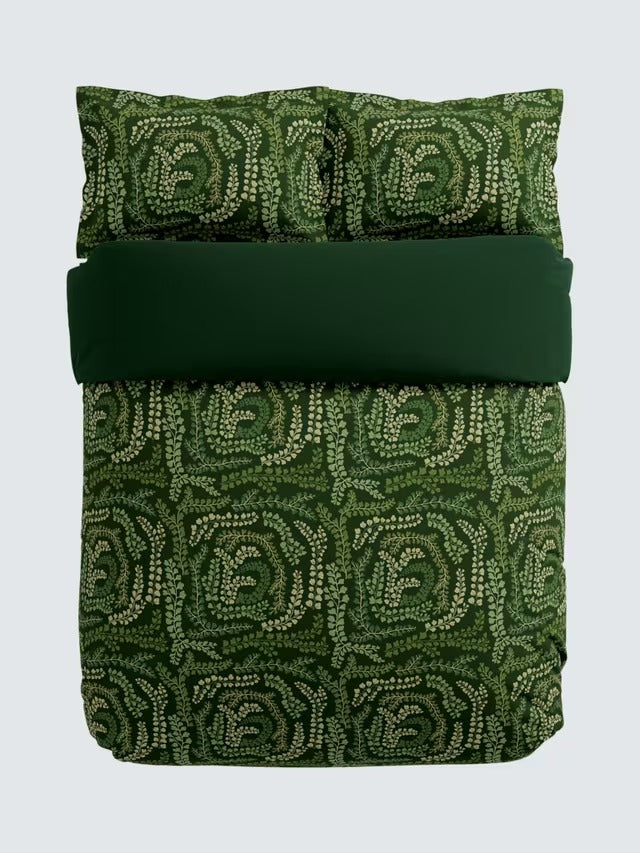 Harlequin Fayola Cotton Sateen Bedding Set - Fig Leaf Clover - King Size