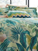 Harlequin Floreana Cotton Sateen Duvet Cover Set - Fig Leaf Coral - Double