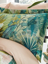 Harlequin Floreana Cotton Sateen Duvet Cover Set - Fig Leaf Coral - Double