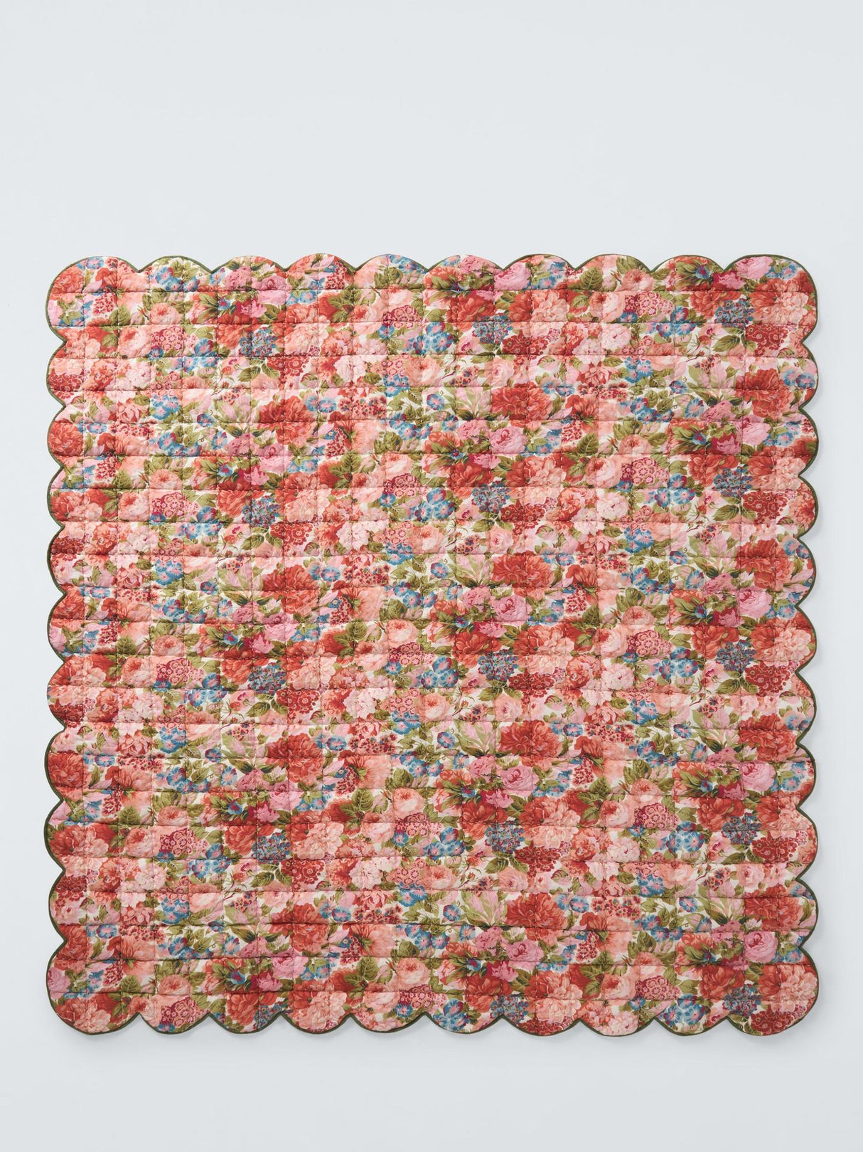 John Lewis x Sanderson Rose & Peony Quilted Scalloped Bedspread 220 x 200cm