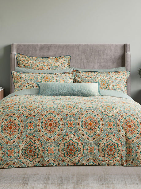Bedeck of Belfast Addison Cotton Reversible King Duvet Cover Set - Gold Teal