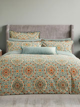 Bedeck of Belfast Addison Cotton Duvet Cover Set - Gold Teal - Super King