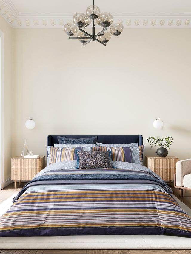 Bedeck of Belfast Aldin Stripe Cotton Duvet Cover Set - Celadon - King Size