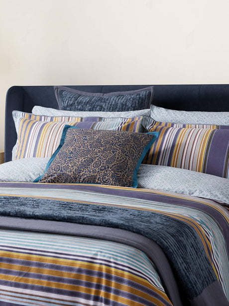 Bedeck of Belfast Aldin Stripe Cotton Duvet Cover Set - Celadon - King Size