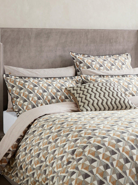 Bedeck of Belfast Harun Super King Duvet Cover Pillow Case Set Charcoal Tan