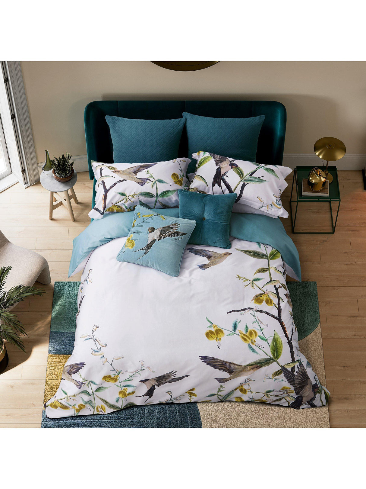 Ted Baker Botanical Birds Duvet Cover & Pillow Case Set - King - 220 x 230cm