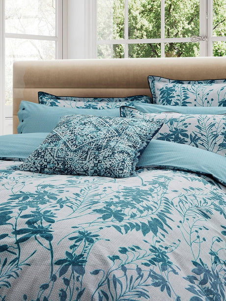 Bedeck of Belfast Meiko King Duvet & Pillow Case Cover Set - Teal Silver