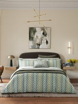 Bedeck of Belfast Reya 200TC Cotton Duvet Cover Set - Green - King Size