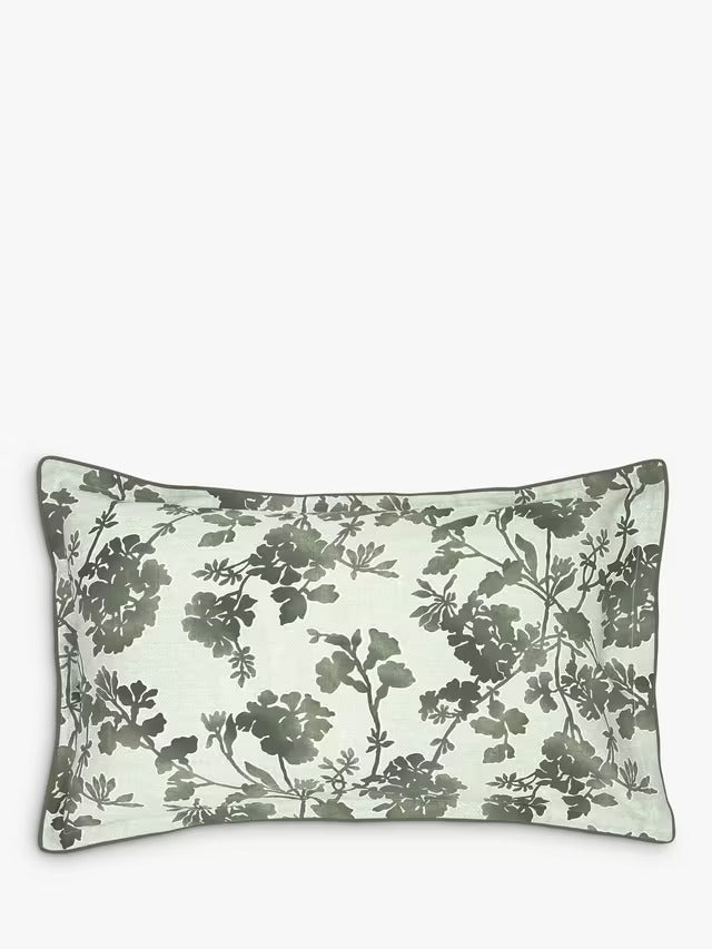 Bedeck of Belfast Yoko Floral Cotton Sateen Duvet Cover Set - Green - Double