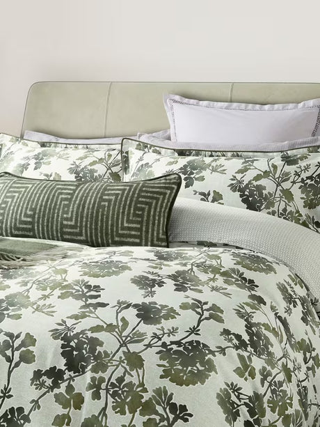 Bedeck of Belfast Yoko Floral Cotton Sateen Duvet Cover Set - Green - King