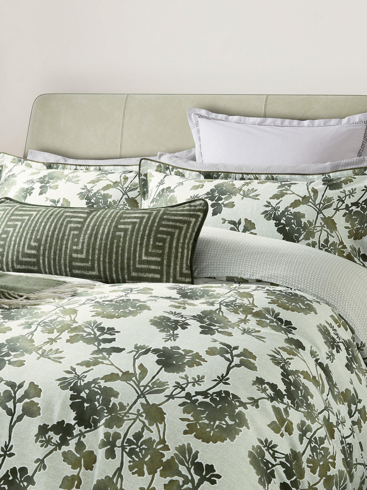 Bedeck of Belfast Yoko Cotton Floral Duvet Cover Set -  Green - Super King