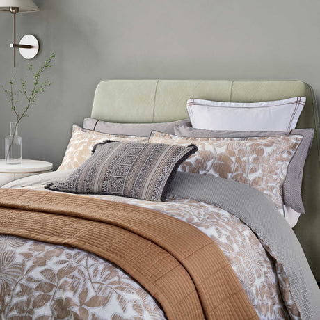 Bedeck of Belfast Zenda Double Duvet Cover Set Cotton Sateen - Charcoal Tan